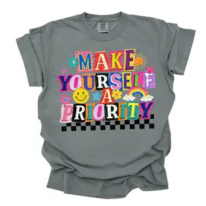 Make Yourself A Priority Comfort Colors T-shirt, Western Boutique Rodeo Clothing, Vintage Graphic Tees for Women, Country Concert Wear, Cowgirl Fashion Outfits, Women's Tops, Tee, Crewneck Sweatshirt, Hoodie
