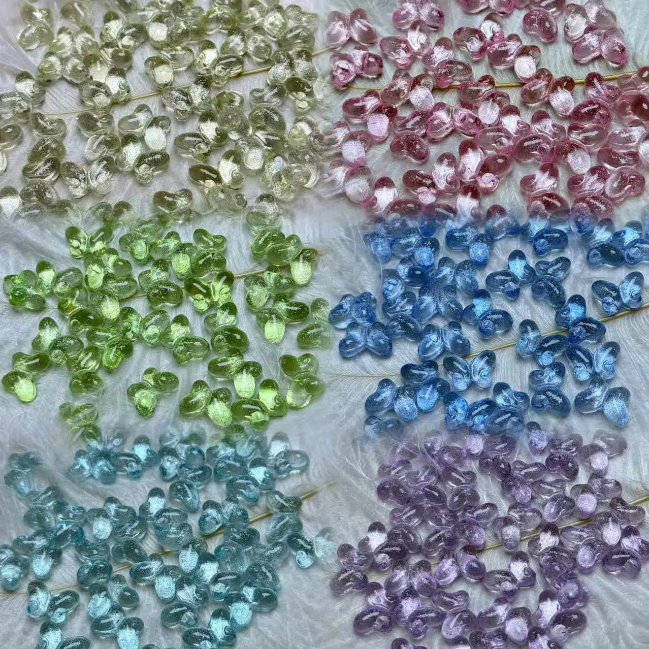 【BA1-6】Glitter‑Infused Butterfly Vertical‑Drilled Glass Beads for Bead Stringing 75ml