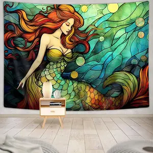 Painted mermaid pattern Home decoration wall hanging fabric tapestry decorative family rooms bedrooms background friend's gift