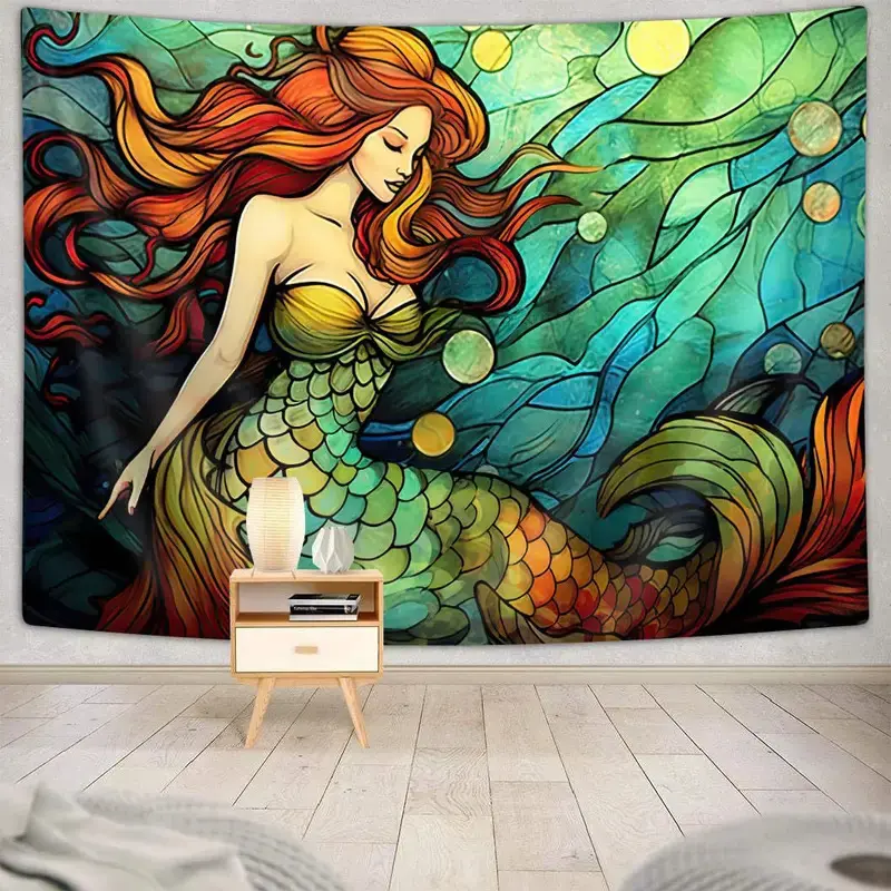 Painted mermaid pattern Home decoration wall hanging fabric tapestry decorative family rooms bedrooms background friend's gift