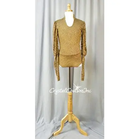 Mocha Brown Long-Sleeved Floral Lace Leotard with Open Back