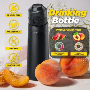 12-hour heat preservation. air up water bottle, 7 Flavour 750ml with Time Reminder, Fruit Fragrance Scented Water Cup - 304 stainless. steel Material Perfect for Sports, Gym, and Outdoor Activities(1 bottle Black+1 pods in random flavors) Drinkware Flasks