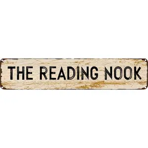 Vintage Metal Sign THE READING NOOK Tin Sign Christmas Decor Retro Wall Decor For Home Coffee Bar Funny Aluminum Sign 16x4 inch