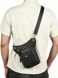 Business Casual Leather Convertible Bag, All-in-One Crossbody Shoulder Bag, Waist Pack, Thigh Leg Holster & Hip Bag for Men's Business Trips & Commute