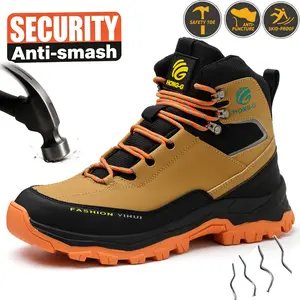 Breathable Steel Toe Anti-Crush Safety Shoes for Men Puncture & Nail Resistant Work Footwear Wear-resistant Lightweight and Comfortable Suitable for Factories Workshops Logistics Handling and Construction Sites