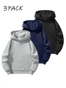Men's Solid Color Essential Hooded Sweatshirt, Autumn & Winter Regular Fit Casual Long Sleeved Hoodie, Men's Daily Wear Clothing