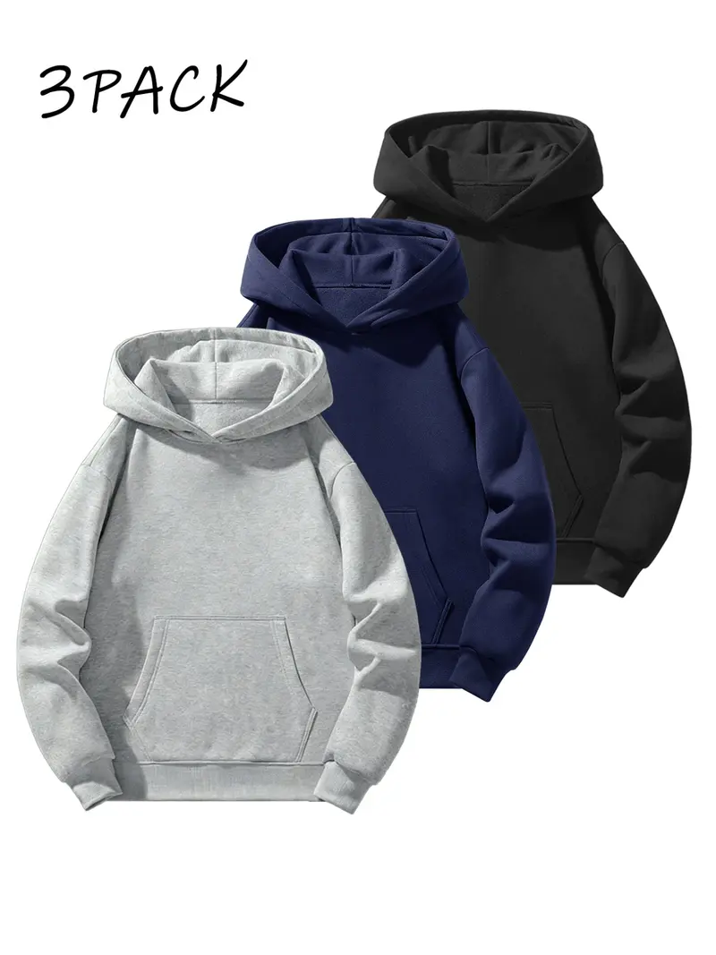 Men's Solid Color Essential Hooded Sweatshirt, Autumn & Winter Regular Fit Casual Long Sleeved Hoodie, Men's Daily Wear Clothing