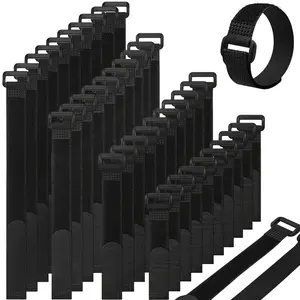 Reusable Cable Ties, Durable Nylon Hook and Loop, Adjustable Fastener Organizer, 20 Mm Wide, 4 Lengths, Pack of 40, Nylon, Wire