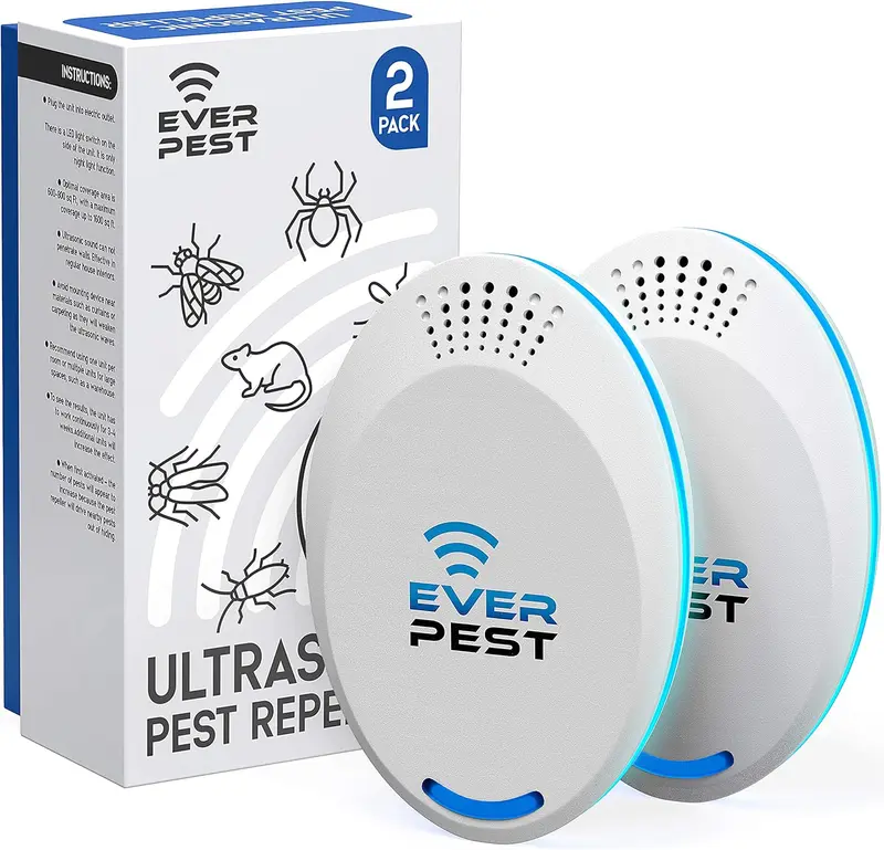 Ultrasonic Pest Control Repeller (2-Pack) Plug in Flea Rat Roach Mosquito Cockroaches Scorpion Spider Fruit Fly Rodent Insect Indoor Repellent flytraps