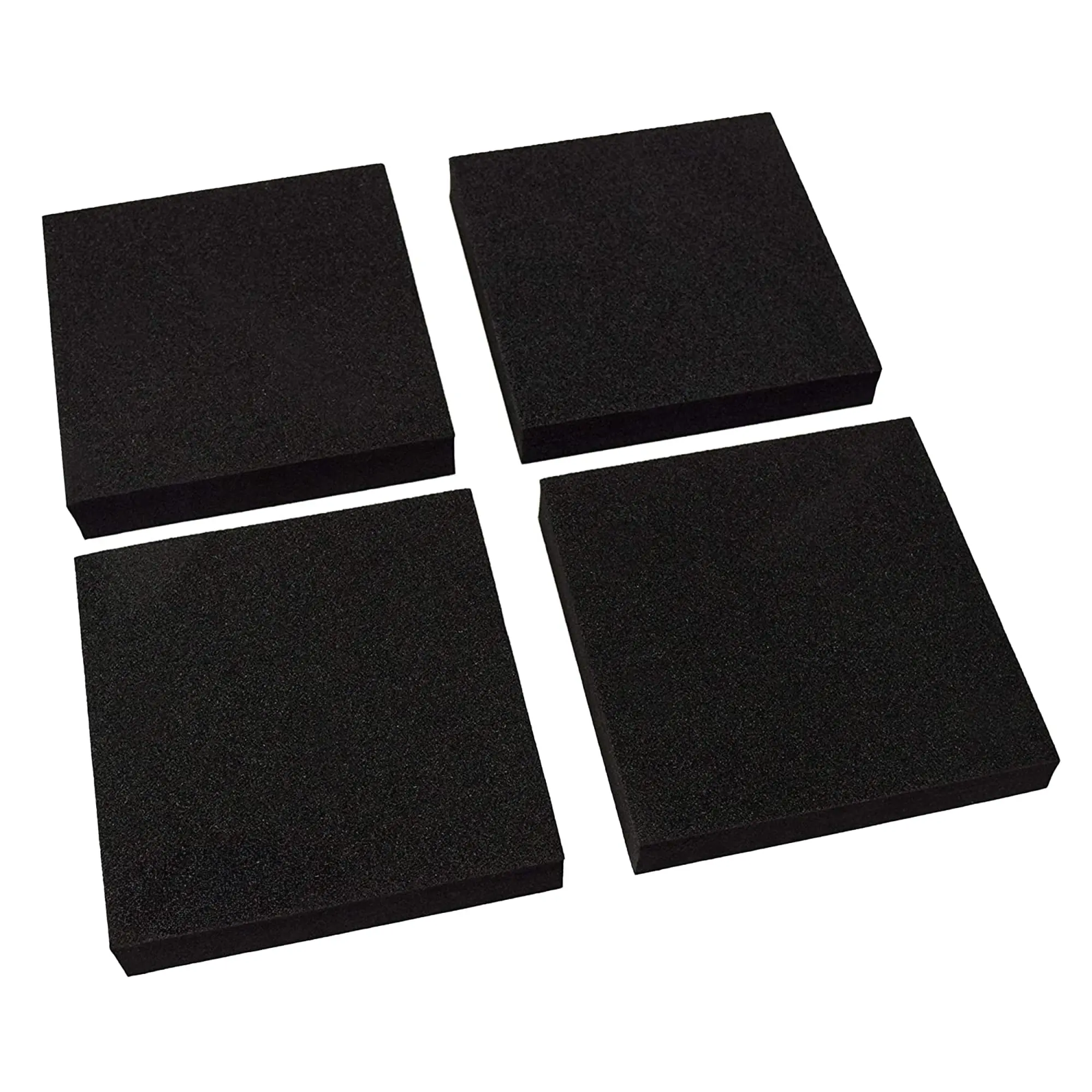 XCEL Black Anti-Vibration Pads - Furniture & Appliance Protection Set, 4-Pack, 6” x 6” x 1” Foam Rubber