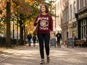 Some Coffee Sweatshirt – Cute Cozy Coffee Lover Crewneck, Funny Aesthetic Fall Pullover