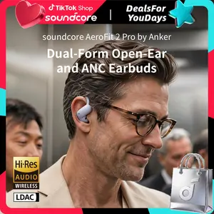 Soundcore AeroFit 2 Pro by Anker, Open-Ear and Active Noise Cancellation Modes, Hi-Res Open Ear Headphones for Commute,Office,Fitness, LDAC, 4-Mic AI Clear Calls, 34H, IP55, Wireless Bluetooth Earbuds #DealsForYouDays, #SummerWins