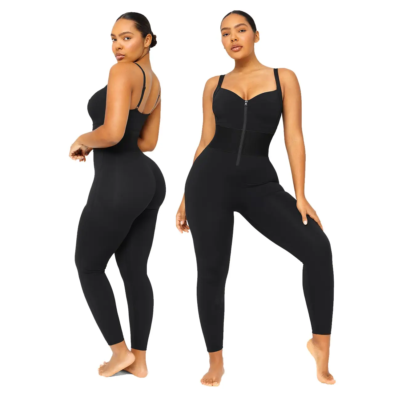Shapellx AirSlim ElasticFuse Zipper Shaping Jumpsuit Waist band Tummy bridle Workout Outfit Womenswear Shapewear Bodysuit One-piece Yoga Suit Stylish