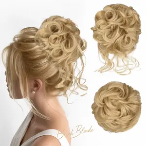 Messy Bun Hair Piece – Hair Bun Extension Scrunchie for Women, Curly Wavy Synthetic Bun Hair, Clip in Ponytail Chignon Updo
