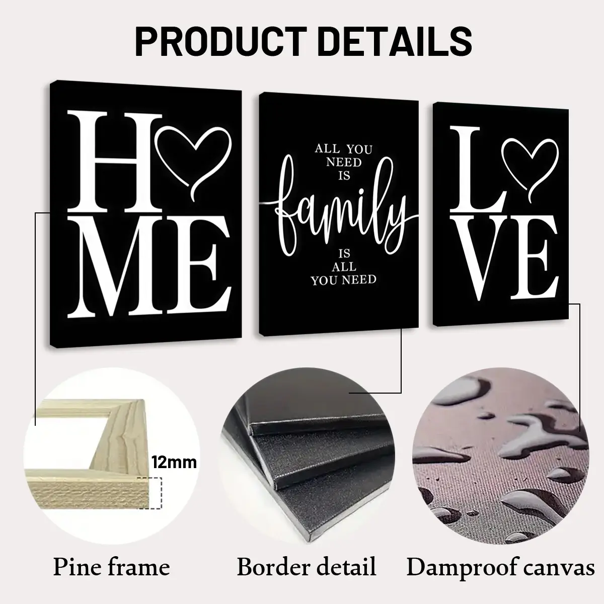 3 Counting wooden frame canvas, colorful simple family love art poster, living room decorative painting, modern art, Home, suitable for corridor and wall art, Wall Decoration, high-definition printing, waterproof artwork 3 Counting wooden frame canvas, colorful simple family love art poster, living room decorative painting, modern art, Home, suitable for corridor and wall art, Wall Decoration, high-definition printing, waterproof artwork