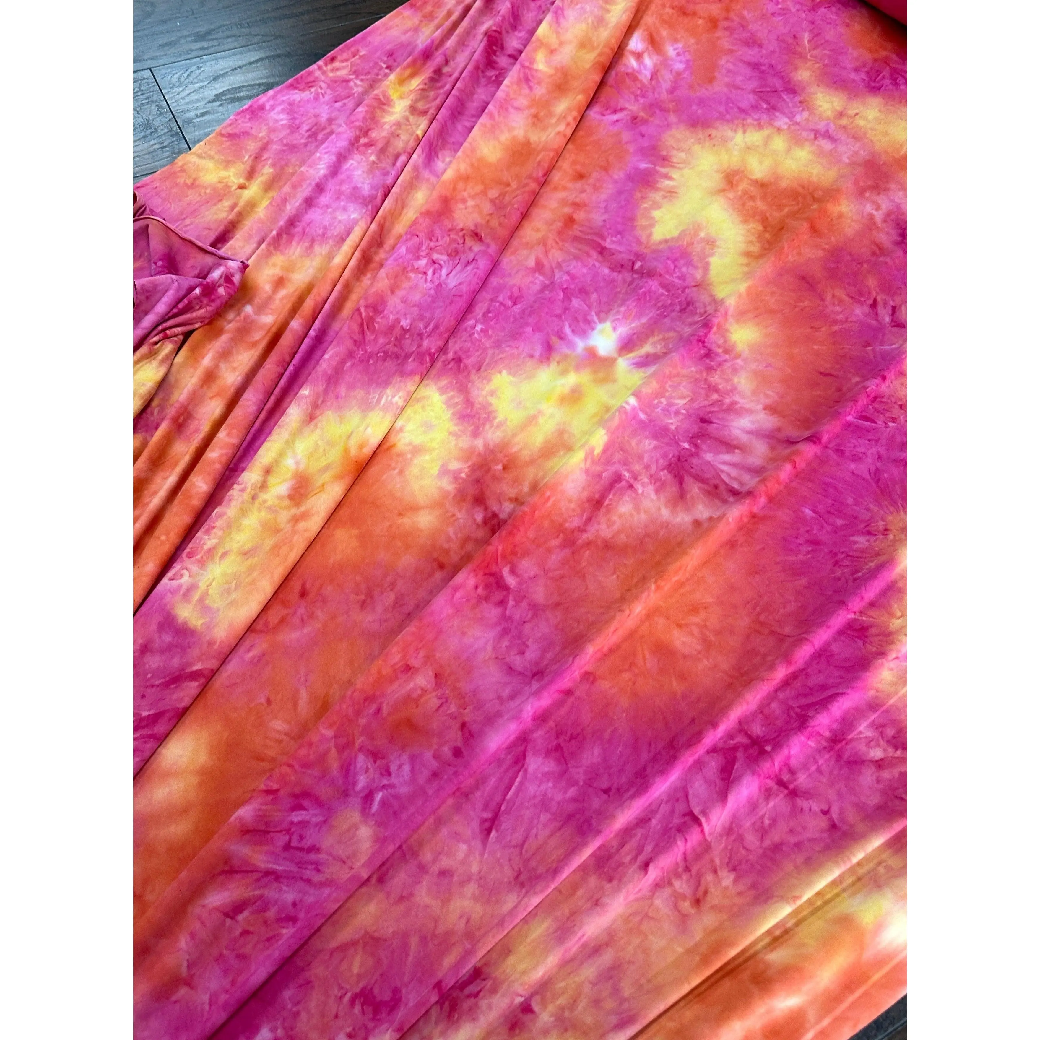 Hot Pink and Yellow Tie Dye Jersey Knit