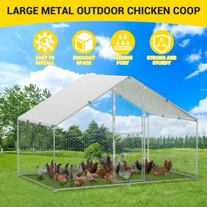 6FT Large Steel Walk-in Chicken Coop Poultry Cage Run Pen House with Hexagonal Mesh, Waterproof Top, Anti-Ultraviolet Protection, Double Lockable Doors, Predator-Safe for Outdoor Backyard Use