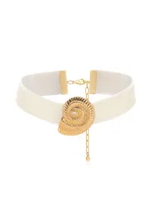 Ettika Nautilus Shell Velvet Choker – 18k Gold Plated Pendant on Soft Velvet Band with Tie Closure