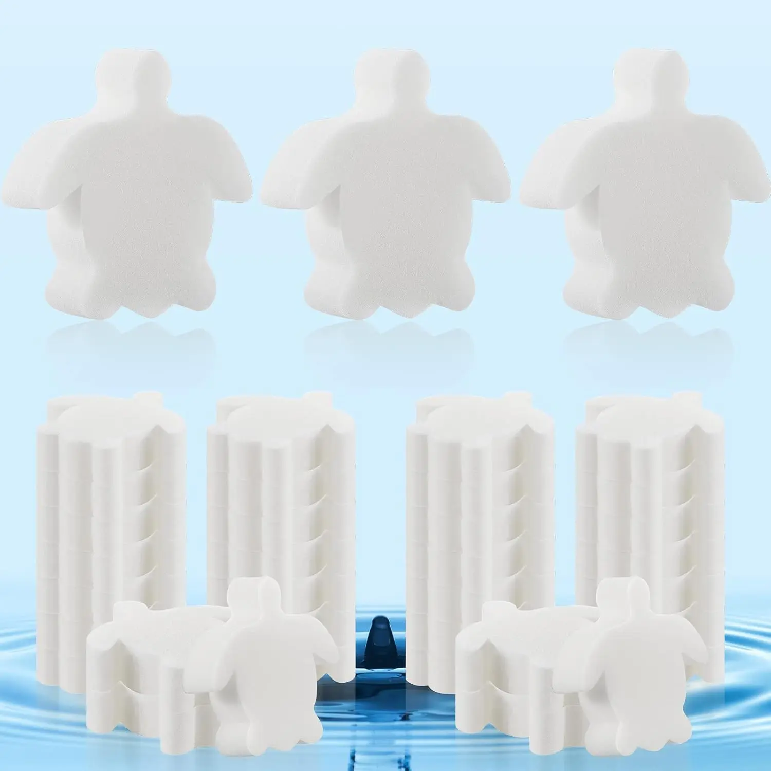 40-Count Durable Synthetic Sea Turtle Creamy Oil-Absorbing Sponges Pack, 4.52 x 4.52 x 1.18 Inch Modern Home Care Cleaning Accessories for Swimming Pools, Hot Tubs, Absorb Scum and Mucus