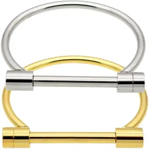 2 count Screw Bracelet Stainless Steel Bar Cuff Bangle Set