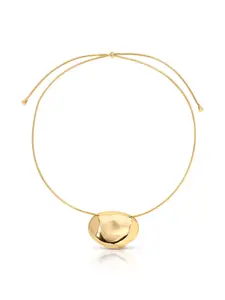 Ettika Molten Metal Pendant Necklace 18k Gold Plated Zinc Brass 30" Adjustable Length Jewelry