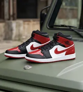 Nike Air Jordan 1 Mid SE Patent Bred Toe HV4091-006 Mens Fashion Sneakers New