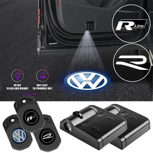 1/2/4PCS Car Logo Wireless Courtesy Lamp Auto Door Projector LED Welcome Lights Decoration Accessories For Volkswagen VW Caddy Scirocco Beetle CC Touareg Tiguan Touran CC T-ROC Golf 4 5 6 7 T4 T5 Sharan 7N Passat B5 B6 B7 VIII Polo New R Line Blue Motion