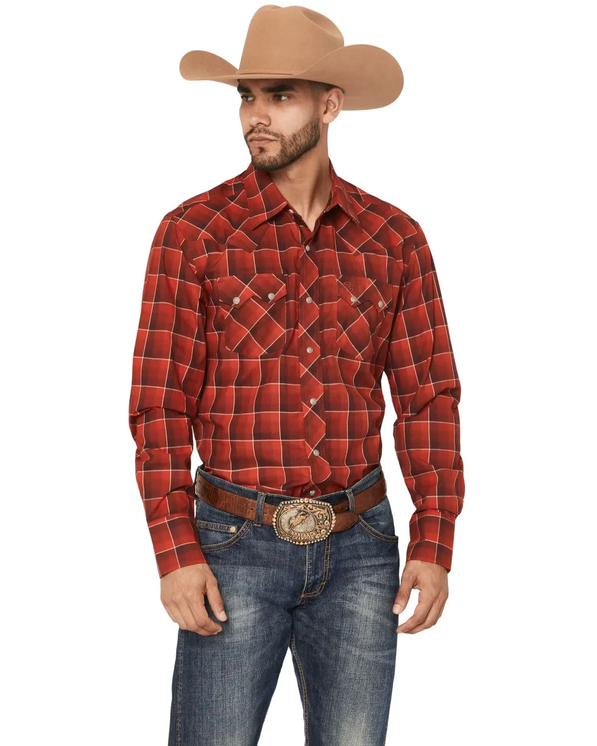 Wrangler Men's Retro Men'S Plaid Print Long Sleeve Snap Western Shirt - 112368057