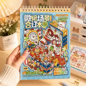 Kawaii Simulation DIY Miniature Scene Bound Book Sticker Kit 3.0 - 24 Pre-Cut Sheets, 20 Scenes, Scrapbooking Craft Set with Tweezers, Relaxing Hobby Gift for Girls, Spring Glow-Up Craft Kit,summerwins