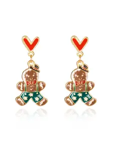 Christmas Heart Series Gingerbread Man Fashion Earrings, Pop Art Print, Alloy Material, Party Style, All Seasons Jewelry