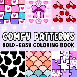 COMFY PATTERNS:Coloring Book Pattern Preview, Cute Style, Rich Colors, Clear Lines, Ideal for Kids, Bullet Journal Lovers, Stress Relief Coloring