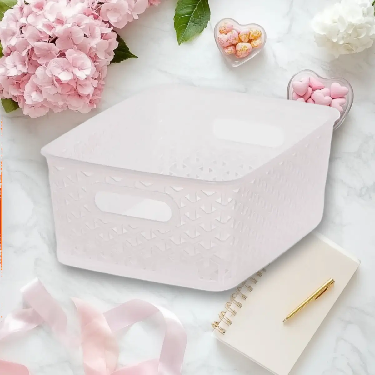 Y-Weave Small Decorative Storage Basket Translucent - Decorative Storage Basket, Translucent, Small, for Home Organization, Woven Design, Sturdy