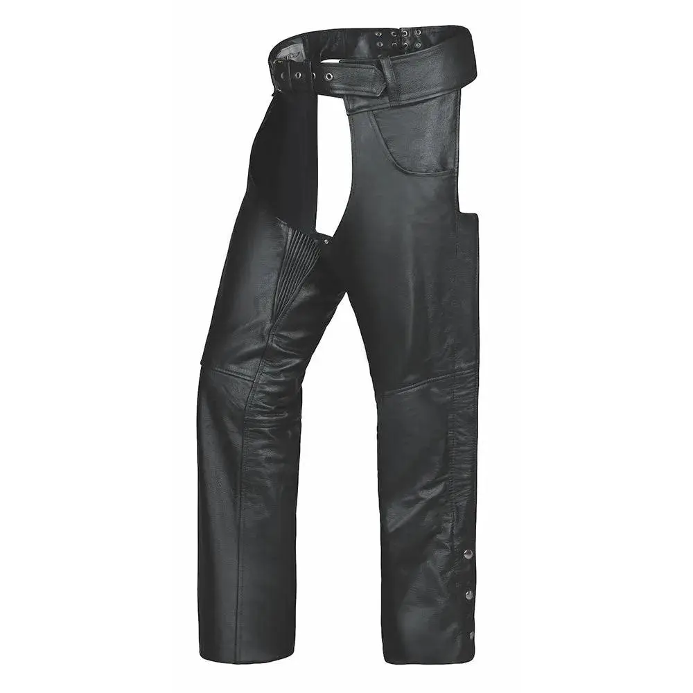 Mercenary - Unisex Leather Motorcycle Chaps with Spandex