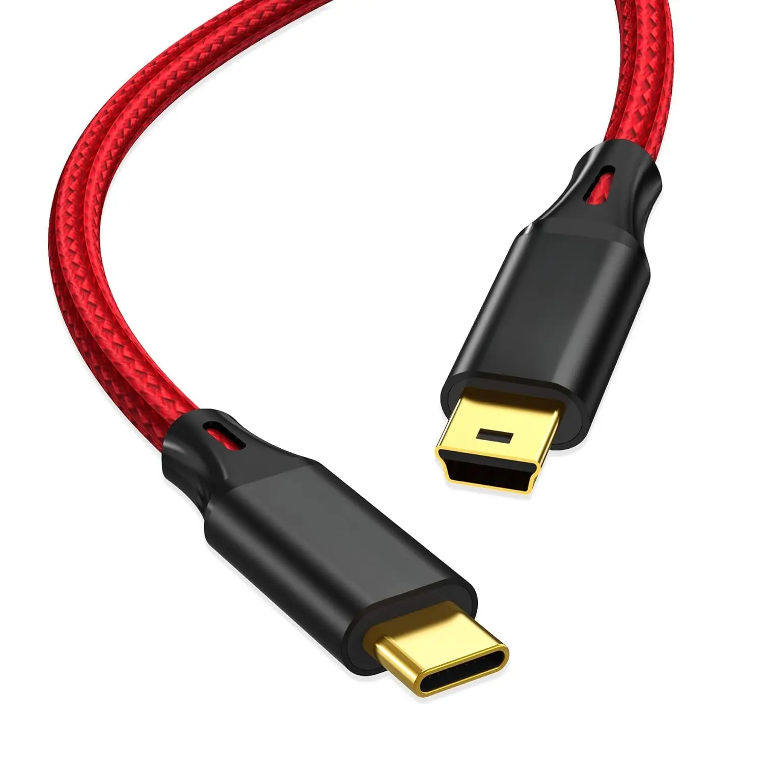 2 Pack 6.6ft Braided Type-C to 5-Pin Mini USB-B Cable - Alloy Plated End Tips, Durable Data Charging OTG Cord for Hero 3+ Camera, Electronic Devices (Computers & Office Equipment)