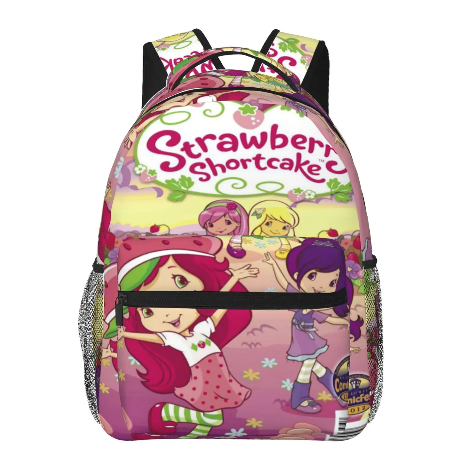 Back-to-school gifts Strawberry Shortcake All Over Print Large Capacity Travel Backpack for Daily Commute Outdoor Camping Business, Cartoon Casual Merch Laptop Daypack School Bag for Women Men & Gift Giving