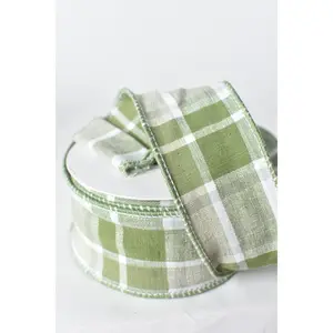 2.5"X10yd Green Plaid Wired Ribbon