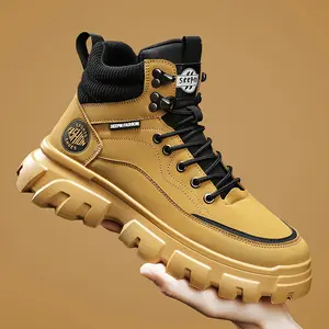 Men's shoes autumn new high-top platform boots anti-slip wear-resistant work shoes outdoor leisure shoes