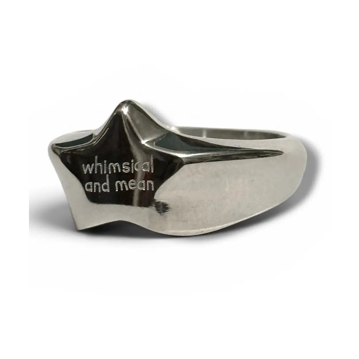 Whimsical and Mean Star shaped signet stainless steel ring or gold plated