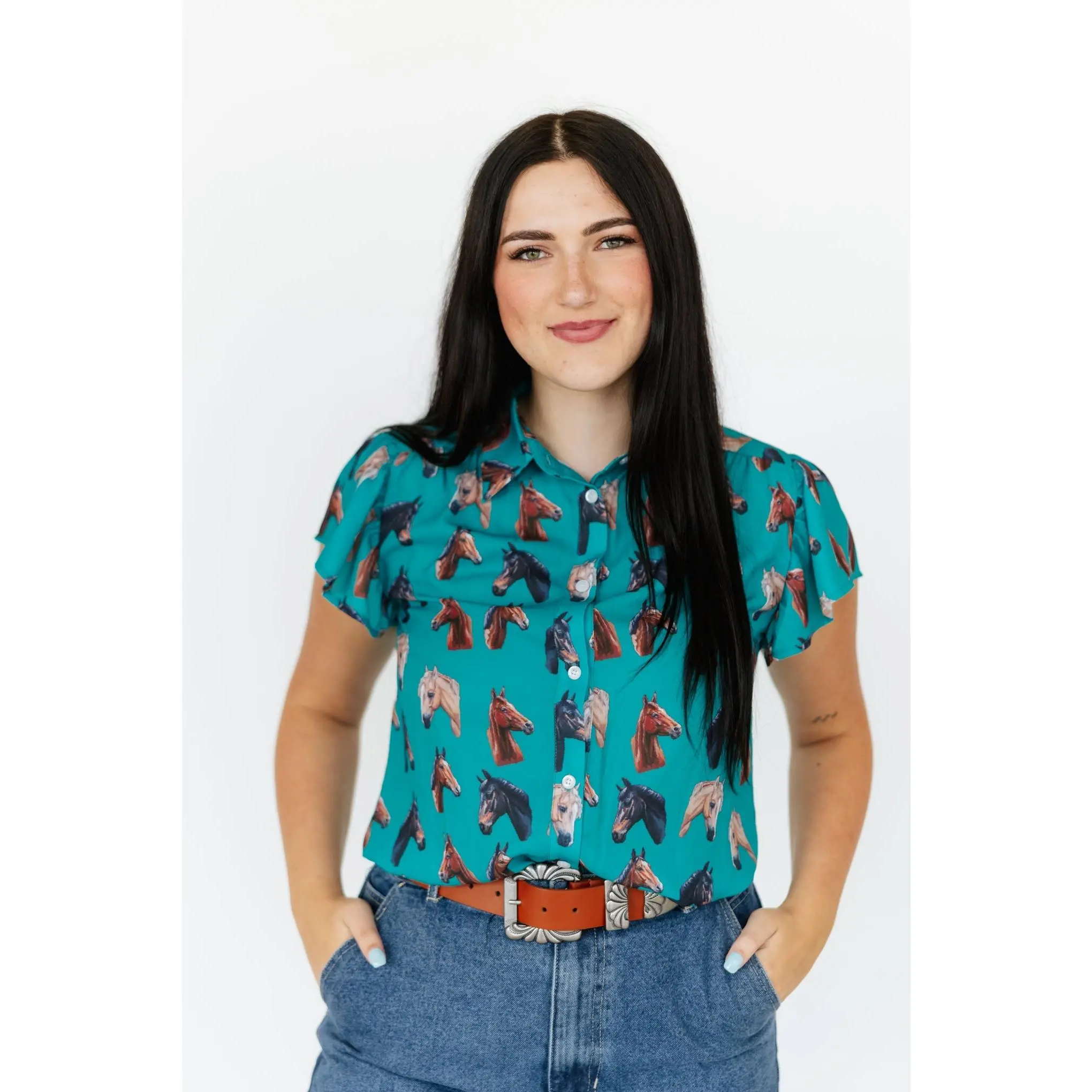 TURQUOISE HORSE FLUTTER SLEEVE