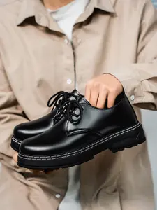 LOEIKAN Men's Formal Shoes — Low-Top, Plus Sizes, Stylish & Trendy; Versatile Lace-Ups for Dating, Business, and British-Style Looks (Ideal Gift for Boyfriends); Spring/Summer 2026 Street & Party Wear — Black Casual Sneakers