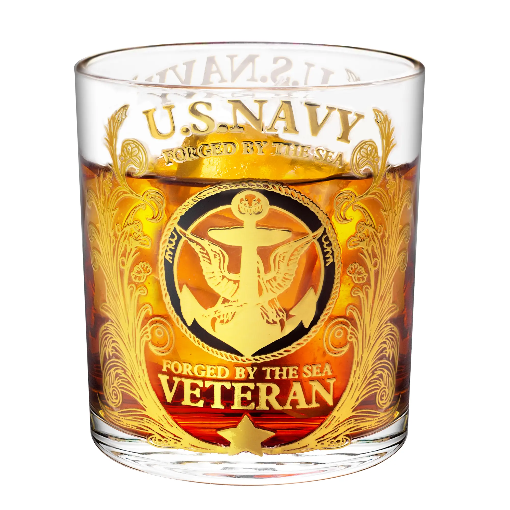 Veteran Tribute Whiskey Glass - 10oz Personalized Veteran Tribute Glass, Engraved US Navy, Patriotic Decorations Whiskey Glasses, Military Veteran Gift for Dad, Military Vet, Anniversary, Drinkware