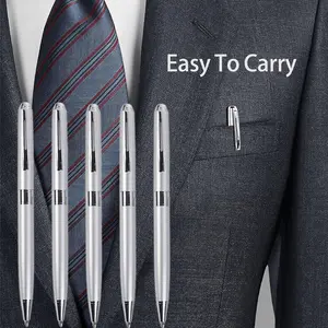 5pcs Fashionable Silvery Stainless Steel Round Ballpoint Pens, Durable Round Pen Body, Mid-Point Design, Suitable for Adults Aged 14 and Above, High-Quality Writing Tools, Office Supplies