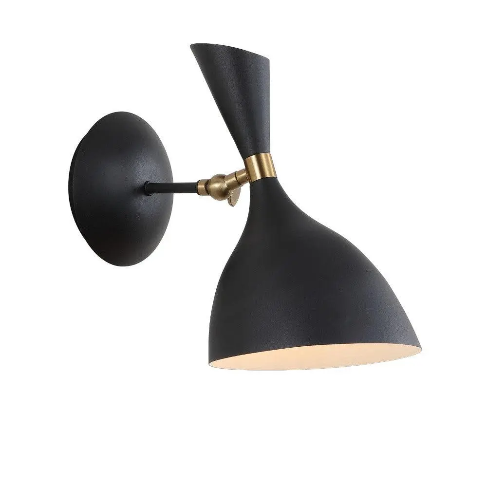 JONATHAN Y Josef 10" Iron Retro LED Wall Sconce, Indoor Lighting, Adjustable LEDs, Decorative Black Accents Wall Lighting Fixture
