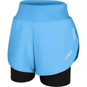 Women's  2 in 1 Athletic Shorts with Compression Liner (Columbia Blue)