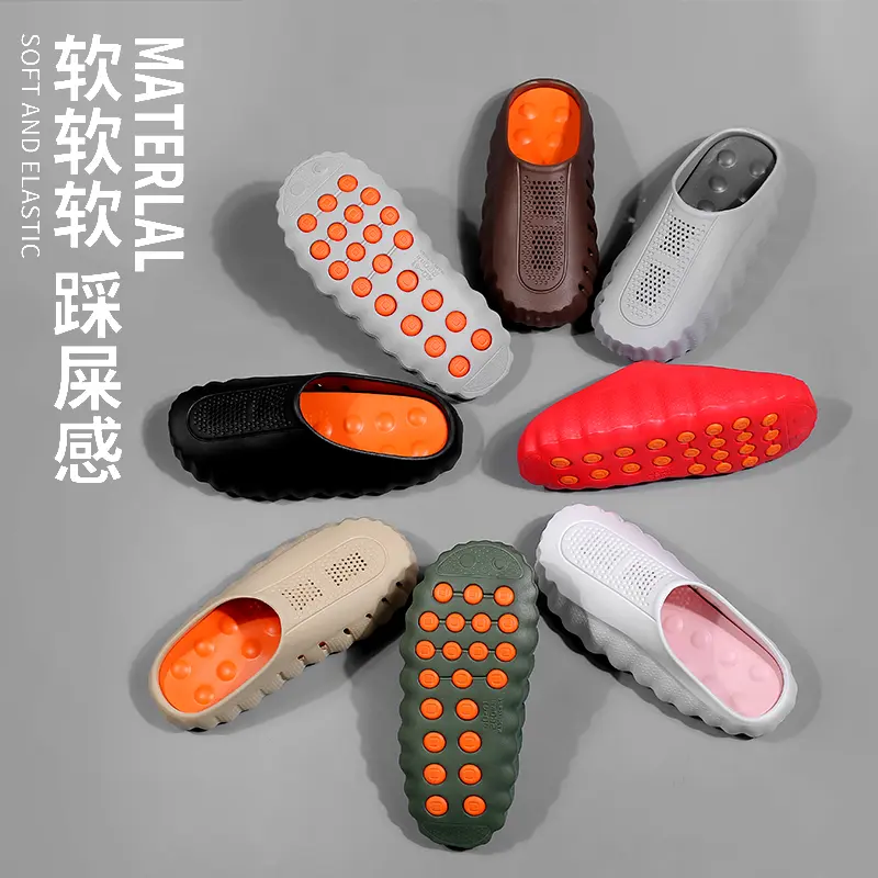 NS Couple's EVA Chunky Cloud Slide Clogs - EVA Upper, Ankle Strap, Breathable, Waterproof, Slip-Proof, Dot Pattern, Plus Sizes, Indoor Bathroom Slippers, Acupoint Massage Foam, Anti-Slip Outsoles, Casual Recovery Footwear for Indoor/Outdoor Use