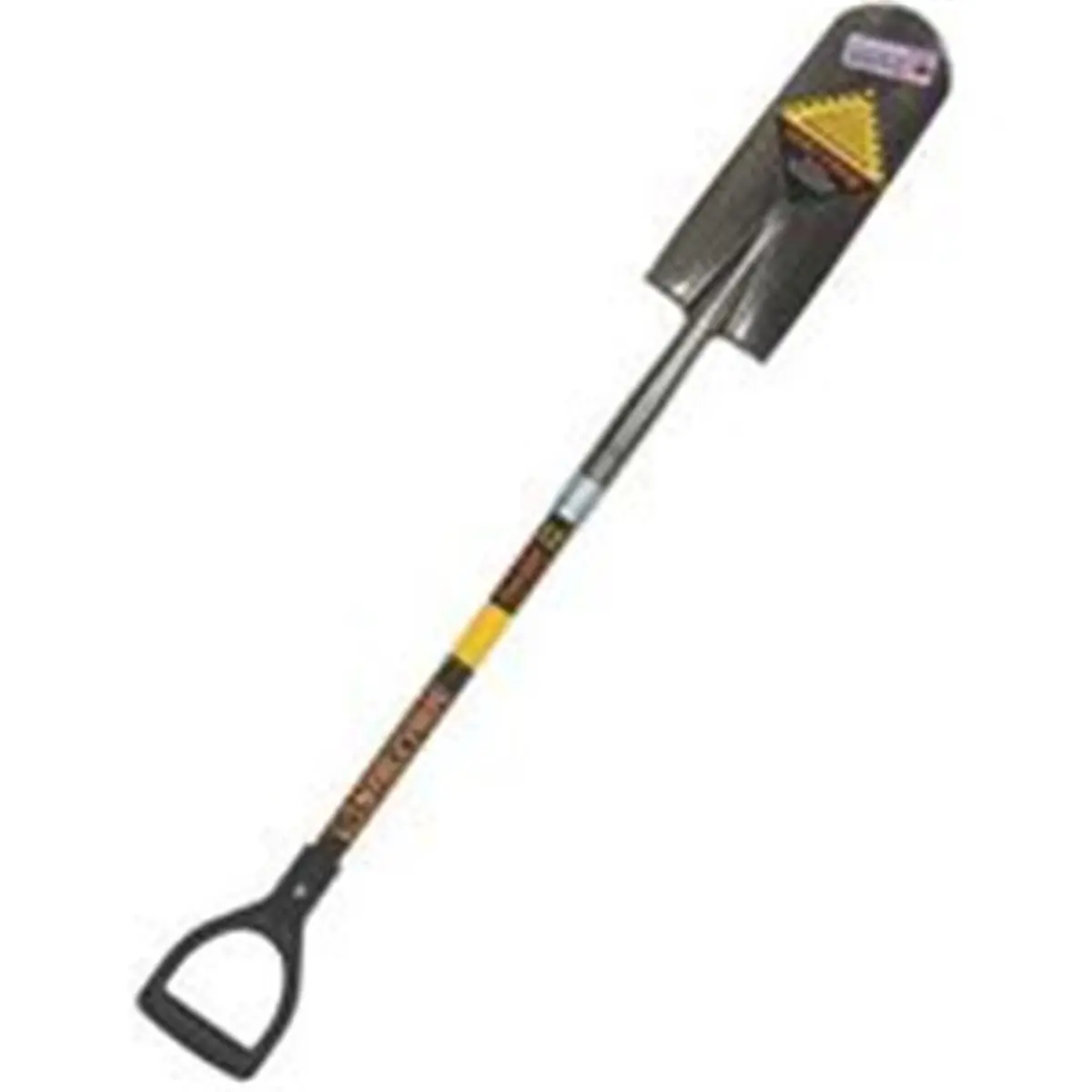 212 MAIN Open Back Drain Spade - 14 in. Blade, 29 in. Fiberglass Handle, D-Grip, Rear Rolled Step, Yellow Poly D-Grip, Model 49737, Long Handled Spades & Shovels