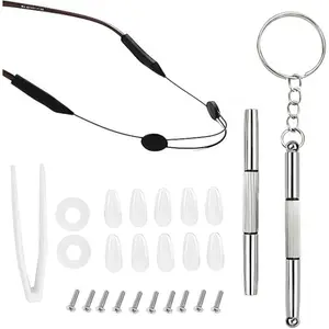 Eyeglass Repair Kits & Glasses Strap,Glasses Tightening Kit Eyeglass Nose Pads Screws Professional Screwdriver Set and Tweezer for Men Women Eyeglass Frame