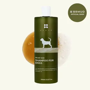 [Official Shop] BRMUD Relief Mud Shampoo for Dogs (1000ml) - Family Size, Hypoallergenic, Moisturizing Mud Therapy for Luxurious Coat & Sensitive Skin with Boryeong Mud 50,000ppm, Clean Formula, calming