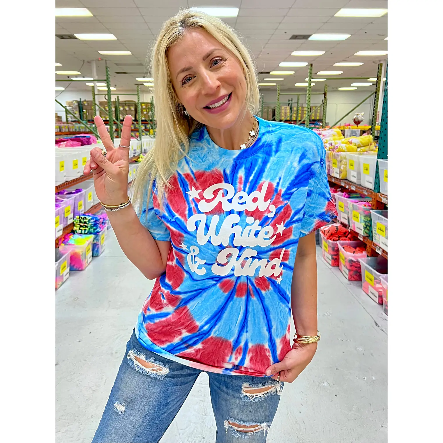 Red, White & Kind Tie-Dye Tee