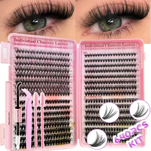 640pcs Individual False Lash Clusters High Capacity 30D40D50D60D80D D Curl Mixed Length Lash Natural Look&Extra Thick&Wispy&Ultra Soft&Super Light Reusable Individual Segmented Self-Grafting Eye Set with Makeup Tools for Self Use at Home